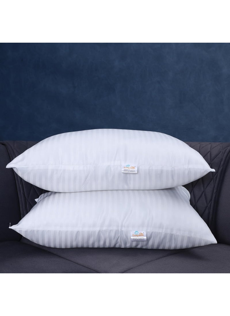 Eesysoft Satin Patti Bed Pillows 2 Pcs Comfortable Sleeping Bed Pillows Soft Pillow Cases for Sleep Bed Pillow for Home and Hotel Collection Set of 2 White