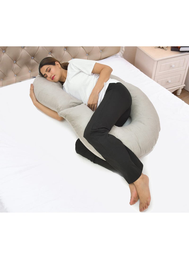 WildMint Ultra Soft Pregnancy Pillow C Shaped Body Pillow Pregnant Pillows for Sleeping Full Body Pillow Baby Nursing Cushion Maternity Pillow with Velvet Zippered Cover