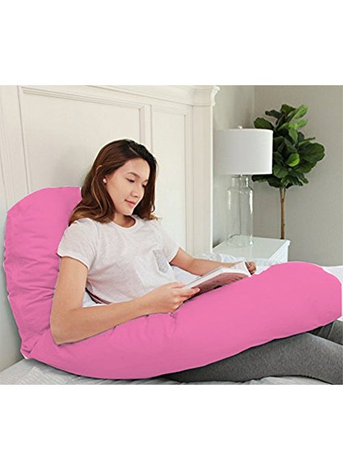 Jaipur Linen U Shaped Pregnancy PillowBody PillowLumbar PillowMaternity Pillow with Cotton Zippered CoverPink