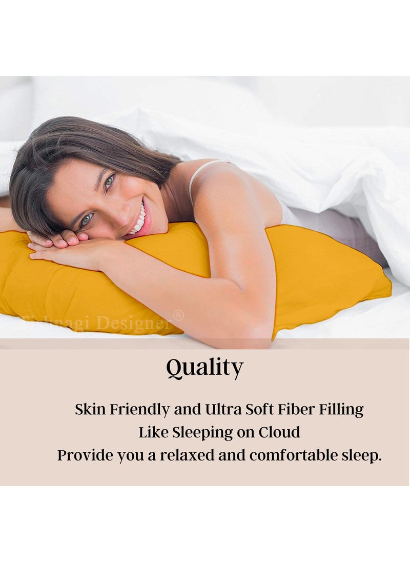 Tishnagi Designer Body Pillow with Cover for Maternity Back Support Sleeping Pillows for Pregnancy with Microfiber Filling 18 x 54 inch Mustard