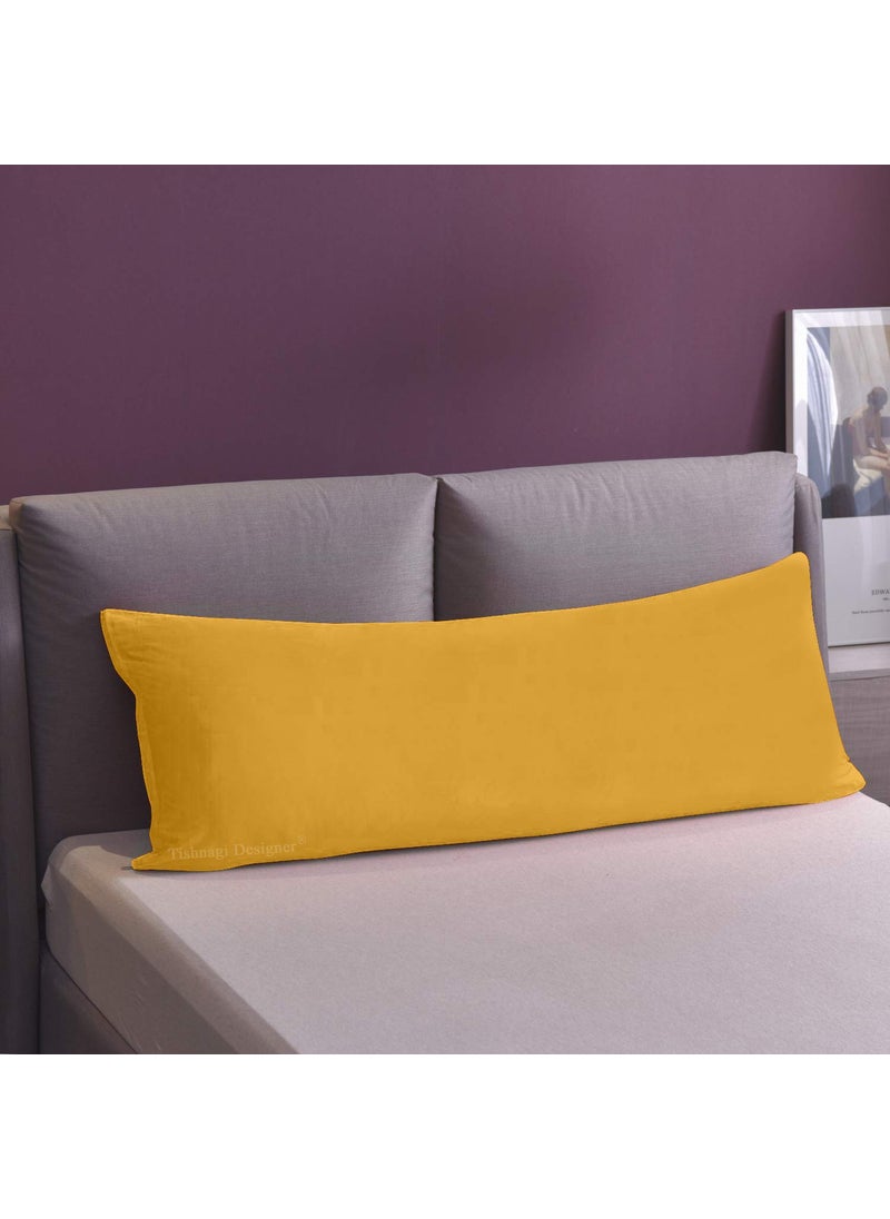 Tishnagi Designer Body Pillow with Cover for Maternity Back Support Sleeping Pillows for Pregnancy with Microfiber Filling 18 x 54 inch Mustard