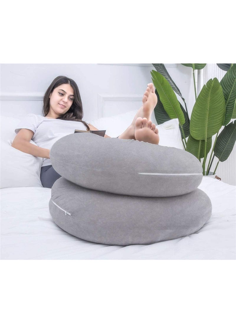 PumPum Pregnancy Pillow C Shaped Full Body Pillow for Maternity Support Pregnant Women Sleeping Pillow with Velvet Cover Dark Grey