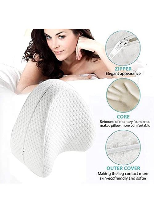 WENGTY Sleeping Memory Foam Support Pillow Smoothing Pain Relief for Sciatica Back Hips Knee Joints and Pregnancy Leg Cushion with Washable Cover
