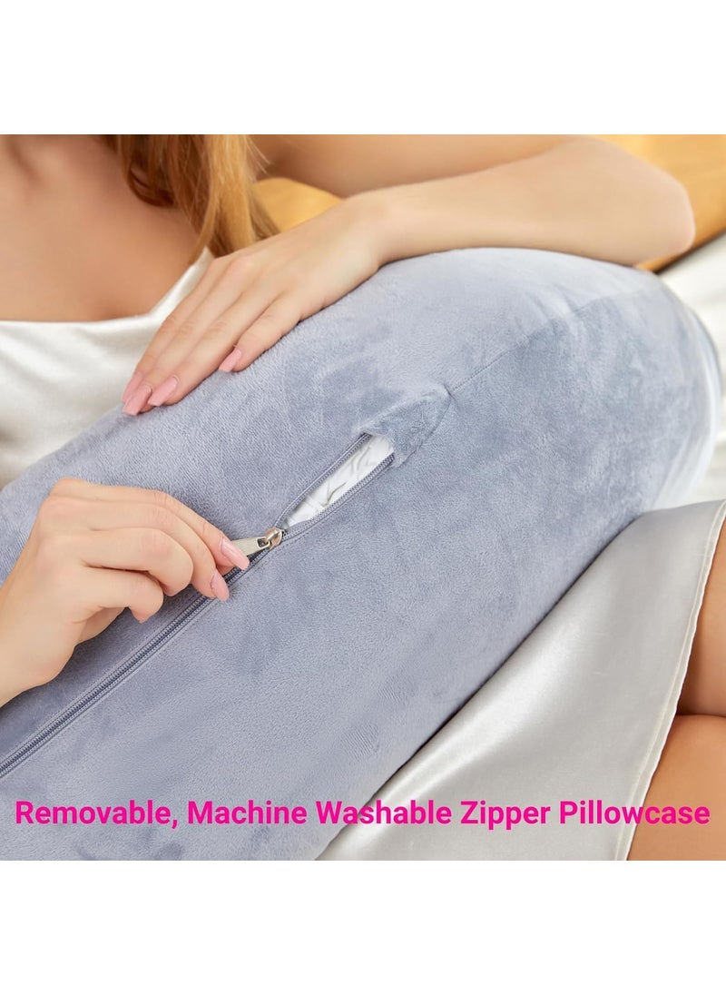 PumPum Grey Cotton Ultra Soft Hollow Fiber I Shaped Maternity Pillow