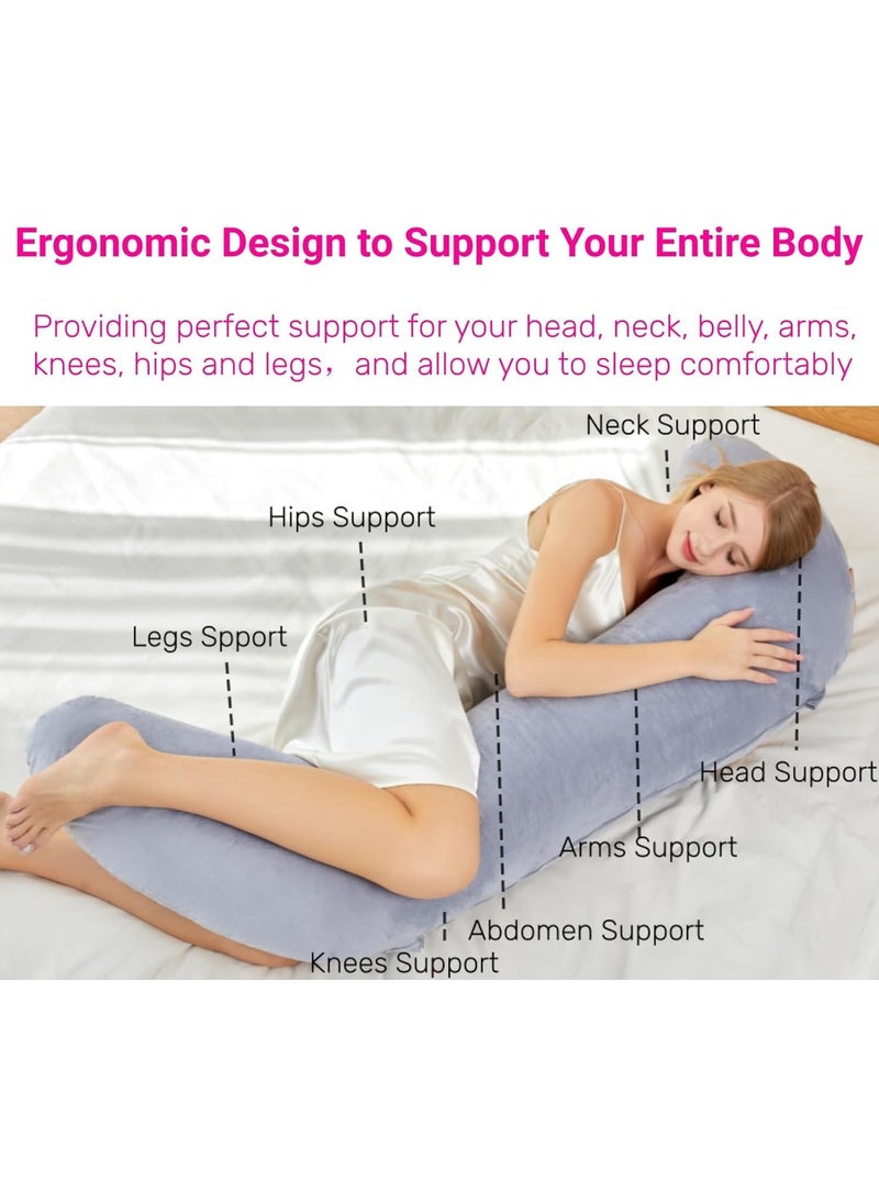 PumPum Grey Cotton Ultra Soft Hollow Fiber I Shaped Maternity Pillow