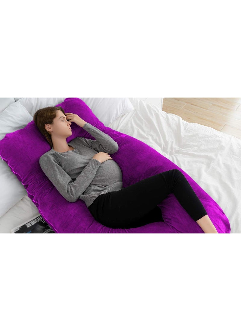 PUM PUM Pregnancy Pillow with Velvet Cover UShape Full Body Pillow Maternity Support Pillow Cushion Pillow for Pregnant Women Purple