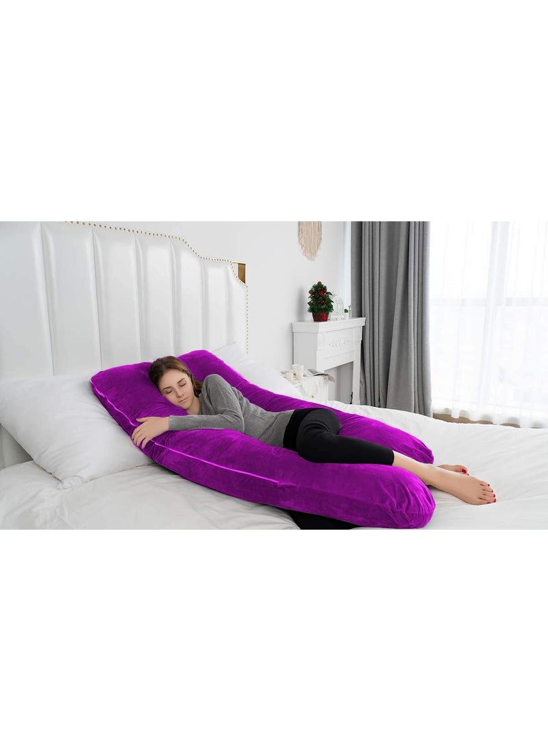 PUM PUM Pregnancy Pillow with Velvet Cover UShape Full Body Pillow Maternity Support Pillow Cushion Pillow for Pregnant Women Purple