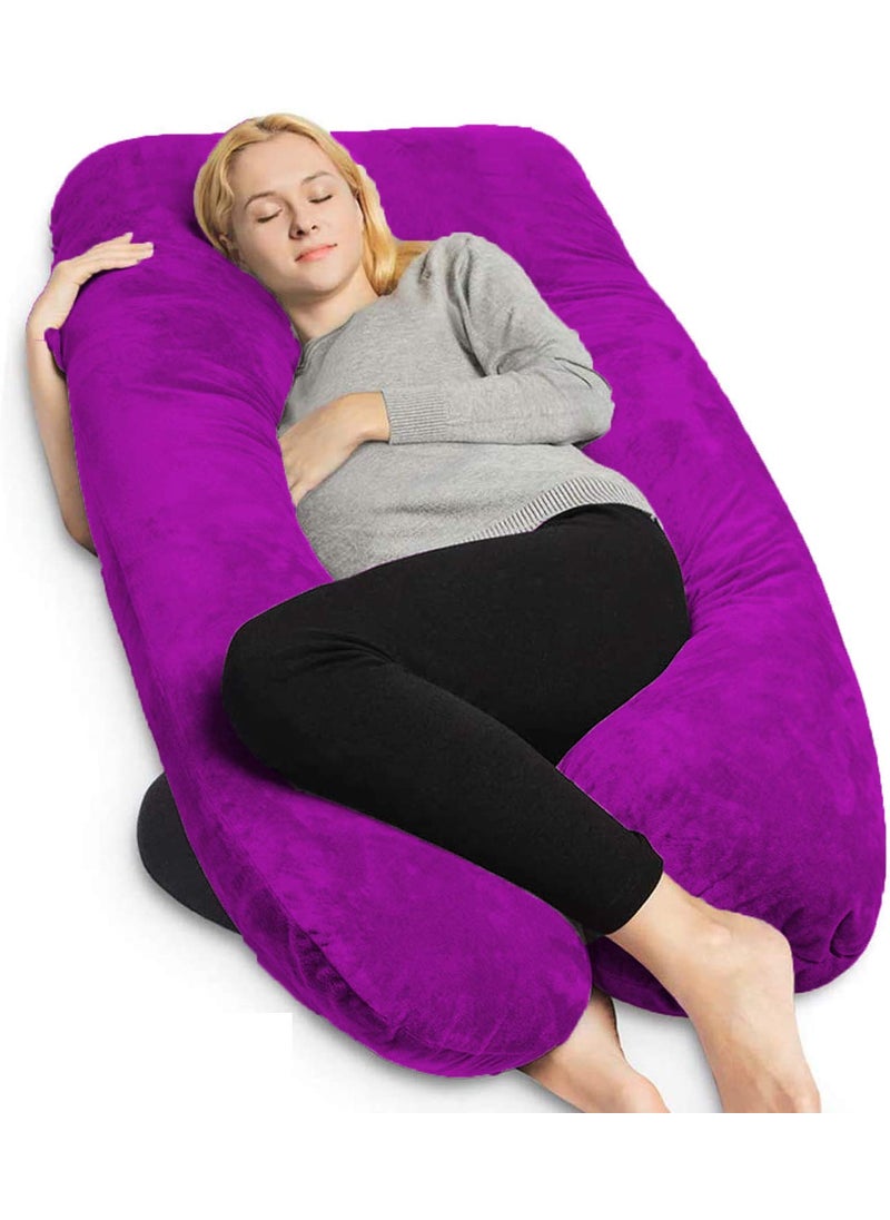 PUM PUM Pregnancy Pillow with Velvet Cover UShape Full Body Pillow Maternity Support Pillow Cushion Pillow for Pregnant Women Purple