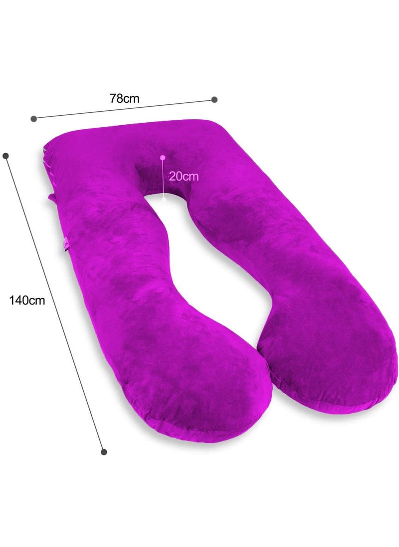 PUM PUM Pregnancy Pillow with Velvet Cover UShape Full Body Pillow Maternity Support Pillow Cushion Pillow for Pregnant Women Purple