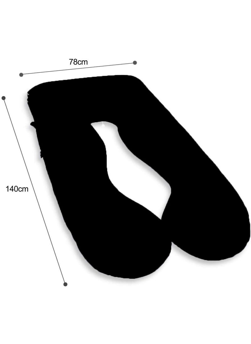 PUM PUM Pregnancy Pillow with Velvet Cover UShape Full Body Pillow Maternity Support Pillow Cushion Pillow for Pregnant Women Black