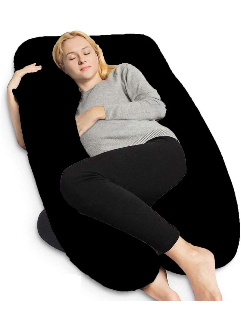 PUM PUM Pregnancy Pillow with Velvet Cover UShape Full Body Pillow Maternity Support Pillow Cushion Pillow for Pregnant Women Black