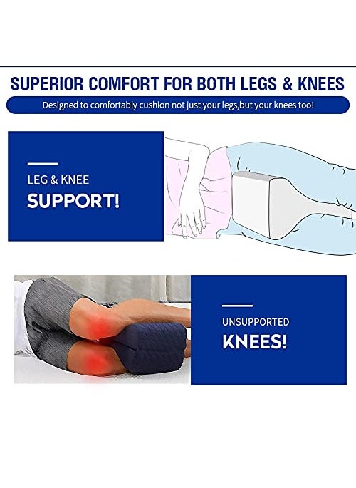 WLTK Pregnancy Body Memory Foam Pillow Orthopedic Knee Leg Wedge Pillow Cushion for Side Sleeper Sciatica Relief or Pillowcase