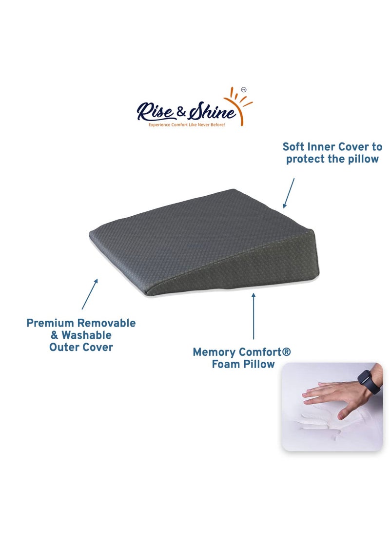 Rise Shine Memory Foam Pregnancy Wedge Pillow Multi Purpose Maternity Pillow for Supporting Belly Back Knees During Pregnancy Provides SoftSupport to The Baby Bump Grey