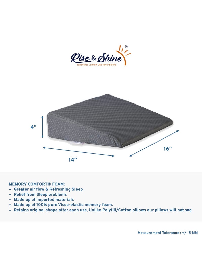 Rise Shine Memory Foam Pregnancy Wedge Pillow Multi Purpose Maternity Pillow for Supporting Belly Back Knees During Pregnancy Provides SoftSupport to The Baby Bump Grey