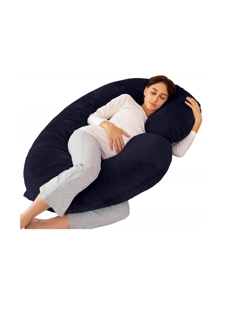 PumPum C Shape Microfiber Maternity Pillow with Zippered Cover Supportive Pregnancy Pillow for Comfortable Sleep Black