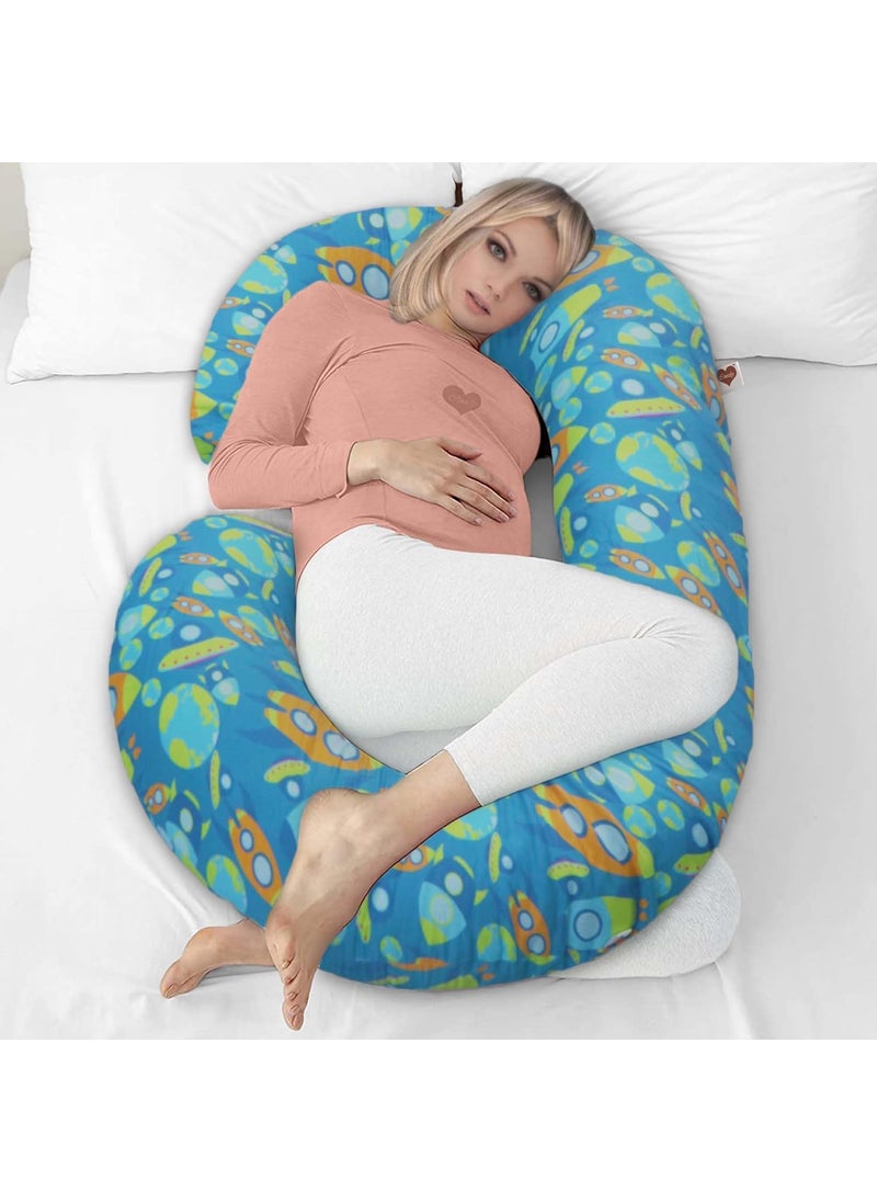 COOZLY C Shaped Pregnancy Pillow Maternity Pillow100 Cotton Removable Covers Premium Pregnocare Fibres Pregnancy Sleeping Pillow 03 Super Premium Aztec Multicolor