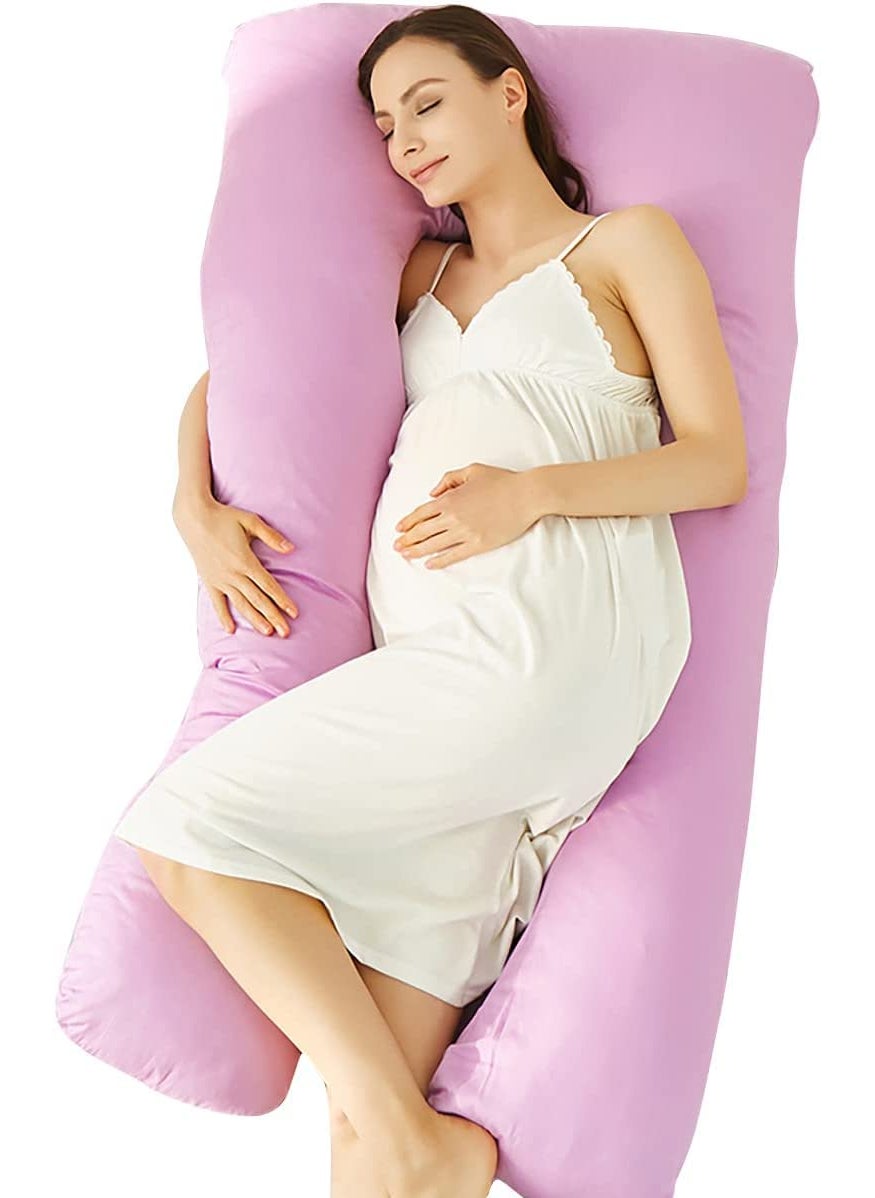 slatters be royal store Pregnancy Sleeping Pillows Full Body Maternity Support for BackHIPSLegsBelly for Pregnant RemovableWashable Cover 51X 275 X 7 Inch Light Pink U Shape