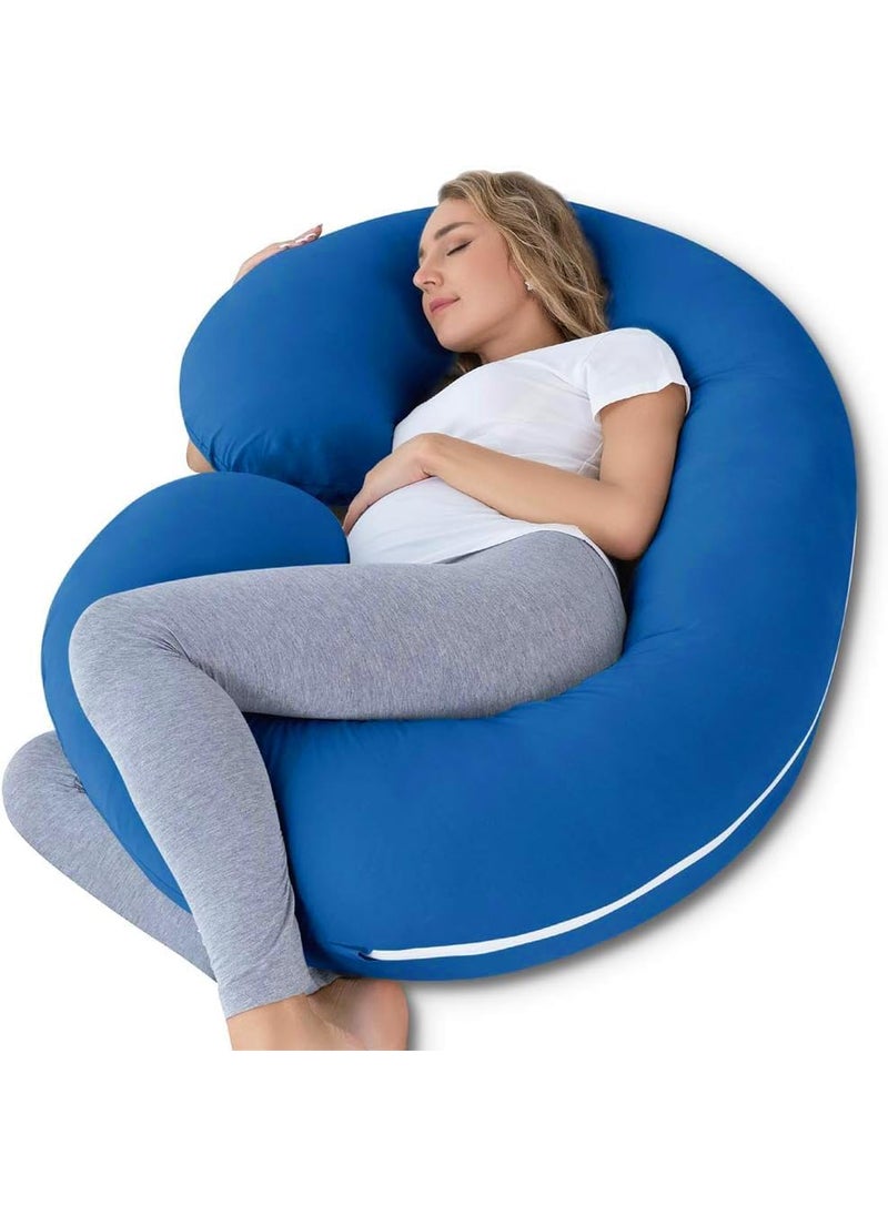 Proliva Pregnancy Pillow for Pregnant Women Maternity Pillow Pregnancy Gifts for Women Pregnancy Sleeping360degree Full Body Neck Breastfeeding with Removable Cover C Shape Blue