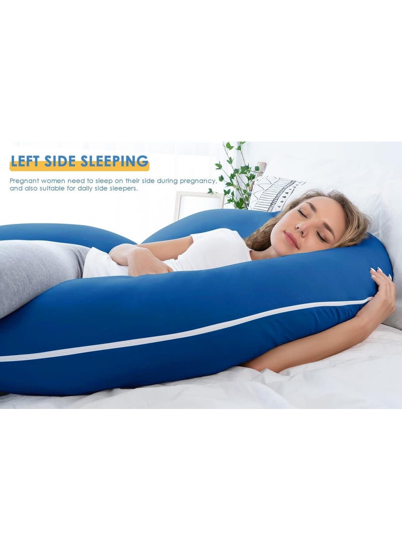 Proliva Pregnancy Pillow for Pregnant Women Maternity Pillow Pregnancy Gifts for Women Pregnancy Sleeping360degree Full Body Neck Breastfeeding with Removable Cover C Shape Blue