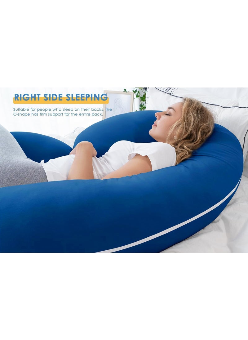 Proliva Pregnancy Pillow for Pregnant Women Maternity Pillow Pregnancy Gifts for Women Pregnancy Sleeping360degree Full Body Neck Breastfeeding with Removable Cover C Shape Blue