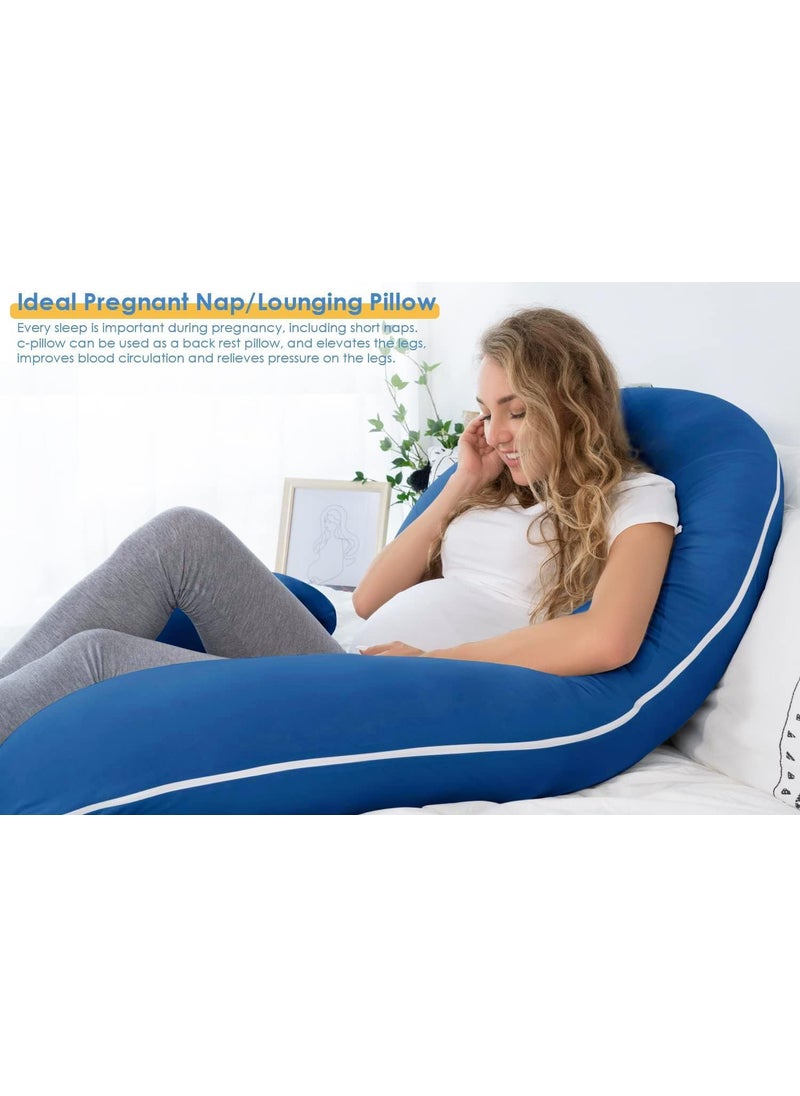 Proliva Pregnancy Pillow for Pregnant Women Maternity Pillow Pregnancy Gifts for Women Pregnancy Sleeping360degree Full Body Neck Breastfeeding with Removable Cover C Shape Blue