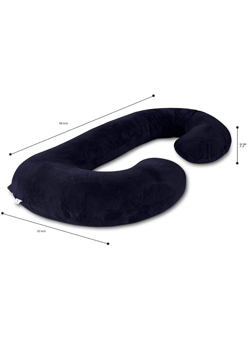 PumPum C Shape Microfiber Maternity Pillow with Zippered Cover Supportive Pregnancy Pillow for Comfortable Sleep Black