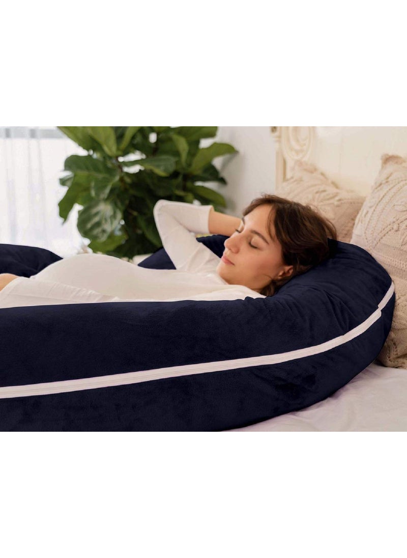 PumPum C Shape Microfiber Maternity Pillow with Zippered Cover Supportive Pregnancy Pillow for Comfortable Sleep Black