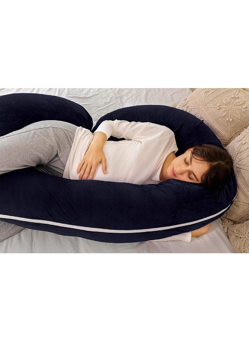 PumPum C Shape Microfiber Maternity Pillow with Zippered Cover Supportive Pregnancy Pillow for Comfortable Sleep Black