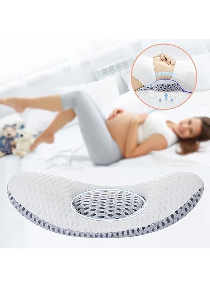 Ontrip Oval Shape Lumbar Support Pillow for Sleeping Pregnancy Pillow 3D Air Mesh Back Pillow for Bed Adjustable Height Lumbar Pillow for Lower Back Pain Relief