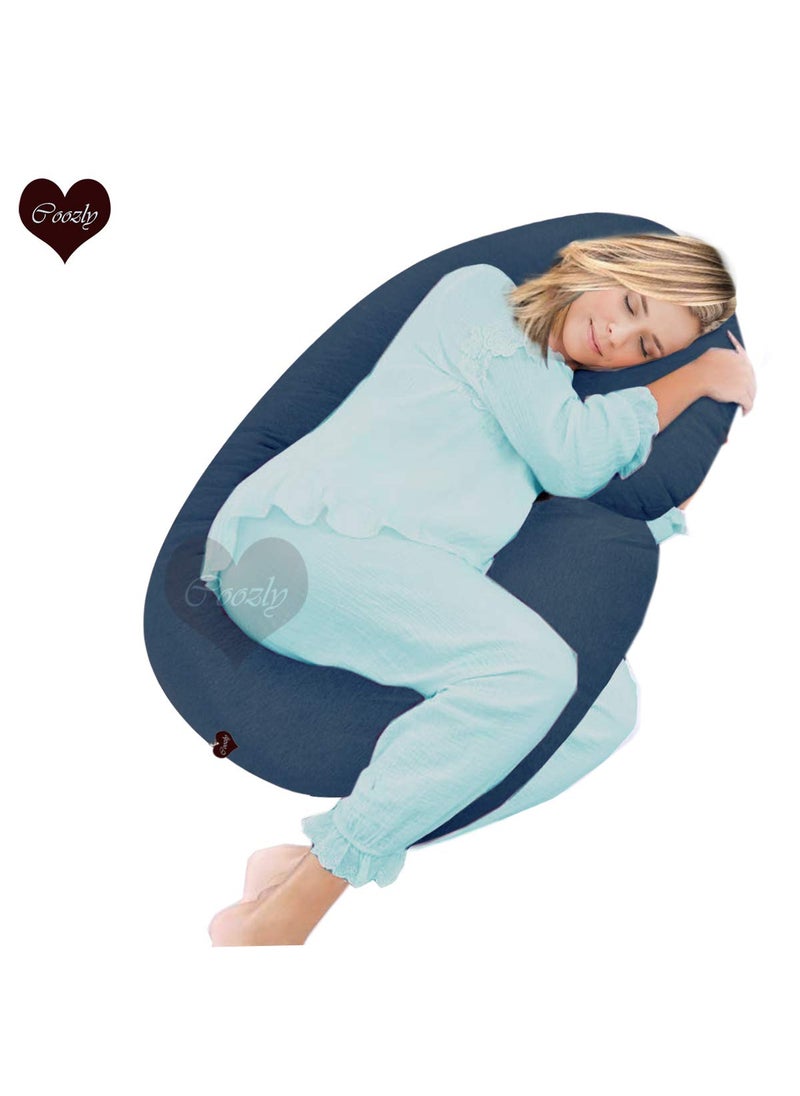 COOZLY Alpha Full Body Maternity Pillow Maternity Pillow with Removable Cover Cotton Navy Cotton Cover
