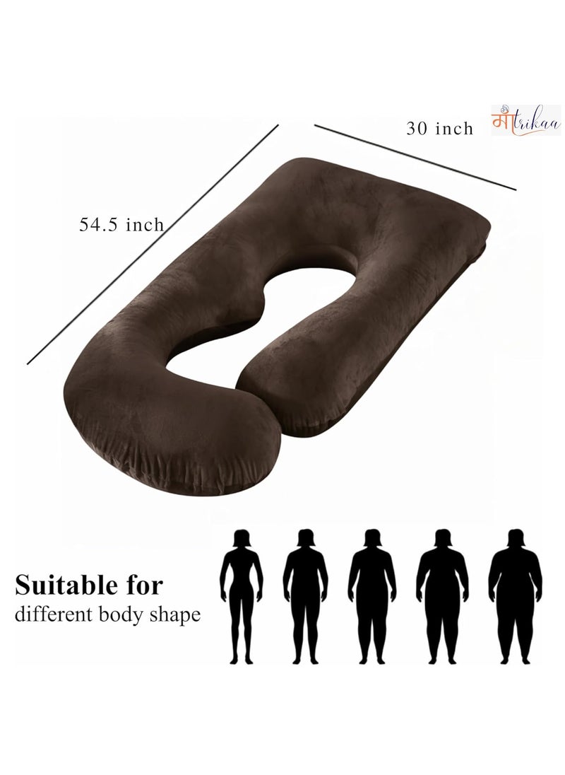 Maatrikaa JShaped Pregnancy Pillow Full Body Support for Pregnant Women with Removable Cover Coffee