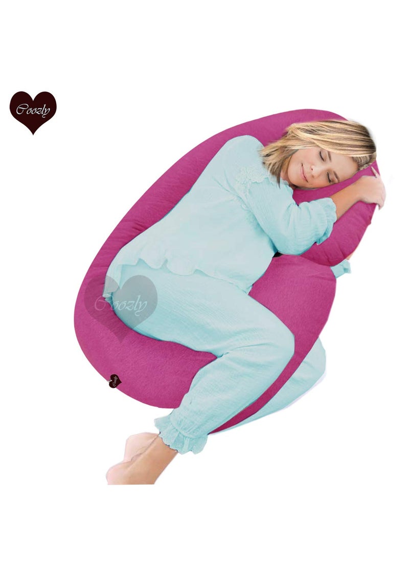 COOZLY Alpha Full Body Maternity Pillow Maternity Pillow with Removable Cover Cotton Fuschia Cotton Cover