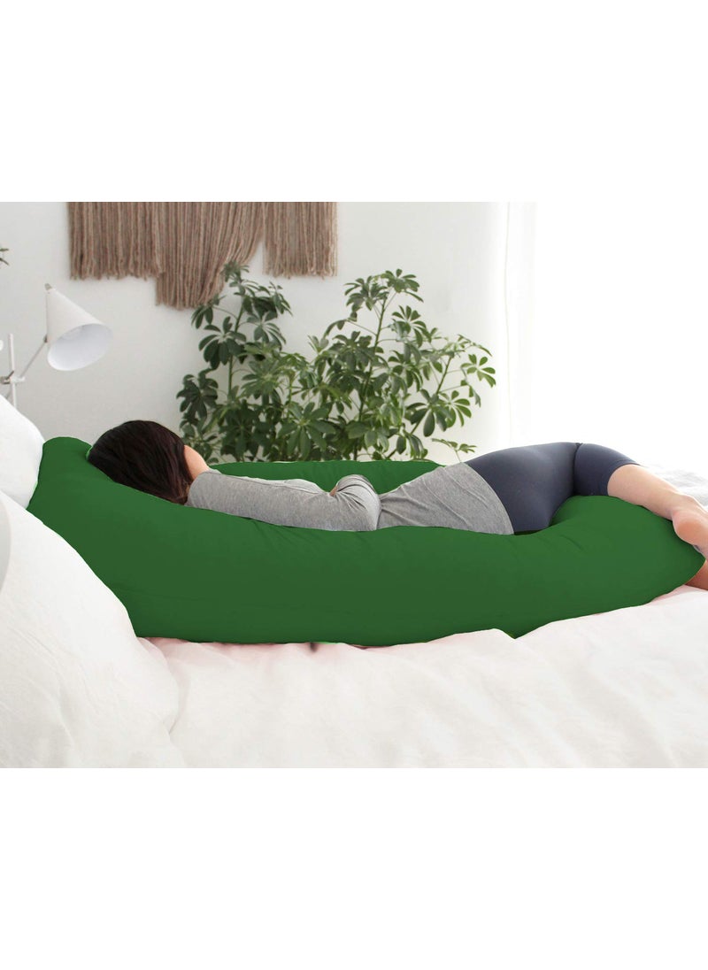 Moms Moon Luxurious Cotton Unique Design U Shape Full Body Support PregnancyMaternity Pillow for Pregnant Women Sleeping with Zippered Cover Pack of 1 Dark Green