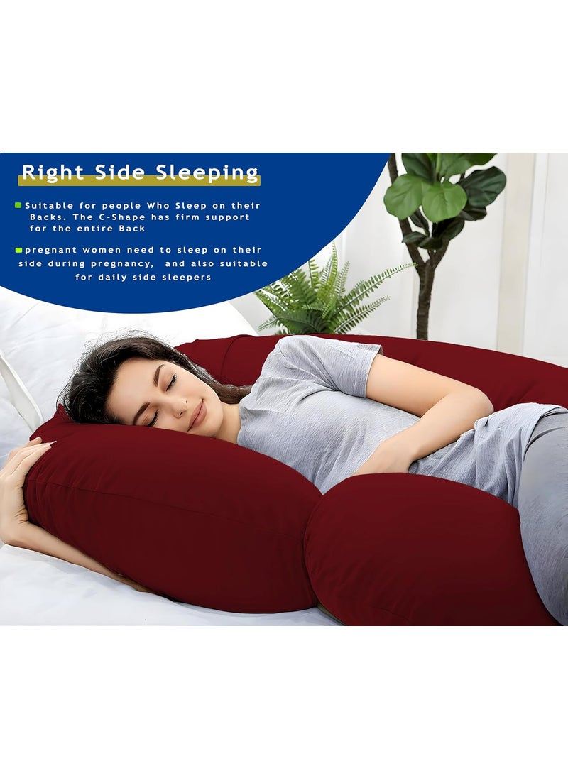 Moms Moon Pregnancy Pillow Gift for Pregnant Women to Sleeping CShape Maternity Support Pillow for Back HIPS Legs Stomach Belly for Pregnant Women with Removable Cotton Cover Maroon
