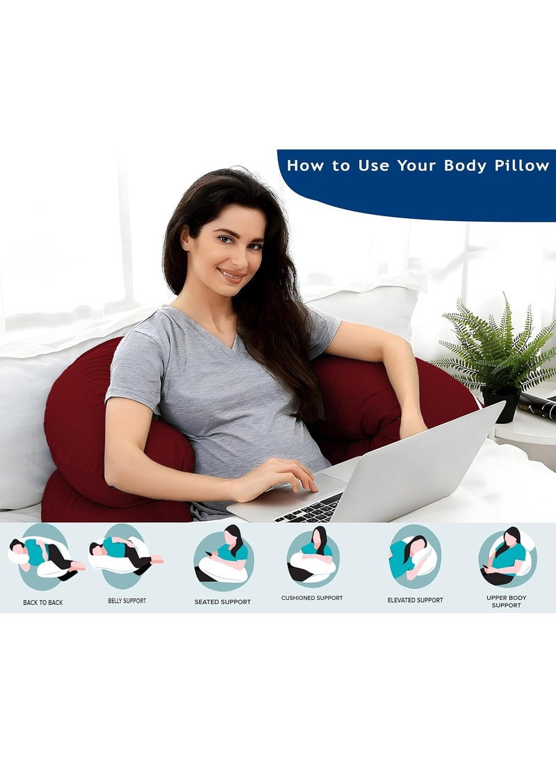 Moms Moon Pregnancy Pillow Gift for Pregnant Women to Sleeping CShape Maternity Support Pillow for Back HIPS Legs Stomach Belly for Pregnant Women with Removable Cotton Cover Maroon