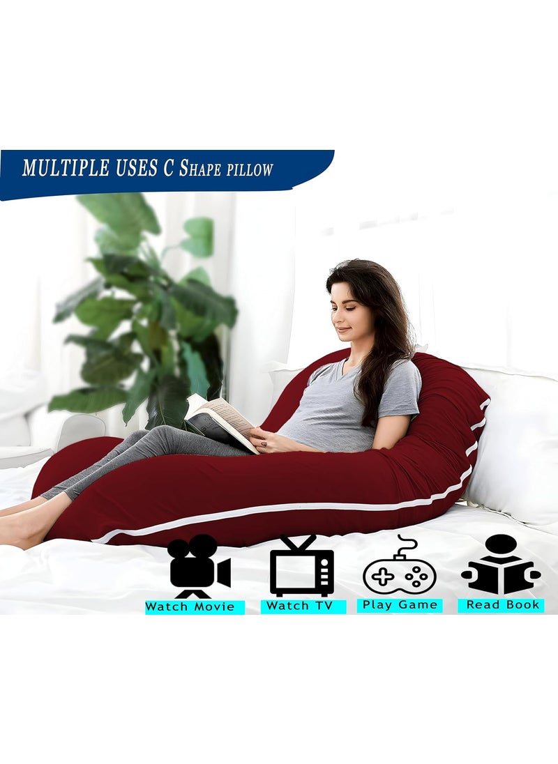 Moms Moon Pregnancy Pillow Gift for Pregnant Women to Sleeping CShape Maternity Support Pillow for Back HIPS Legs Stomach Belly for Pregnant Women with Removable Cotton Cover Maroon