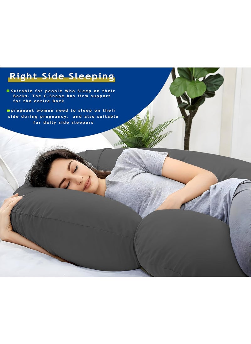 Moms Moon Pregnancy Pillow Gift for Pregnant Women to Sleeping CShape Maternity Support Pillow for Back HIPS Legs Stomach Belly for Pregnant Women with Removable Cotton Cover Grey