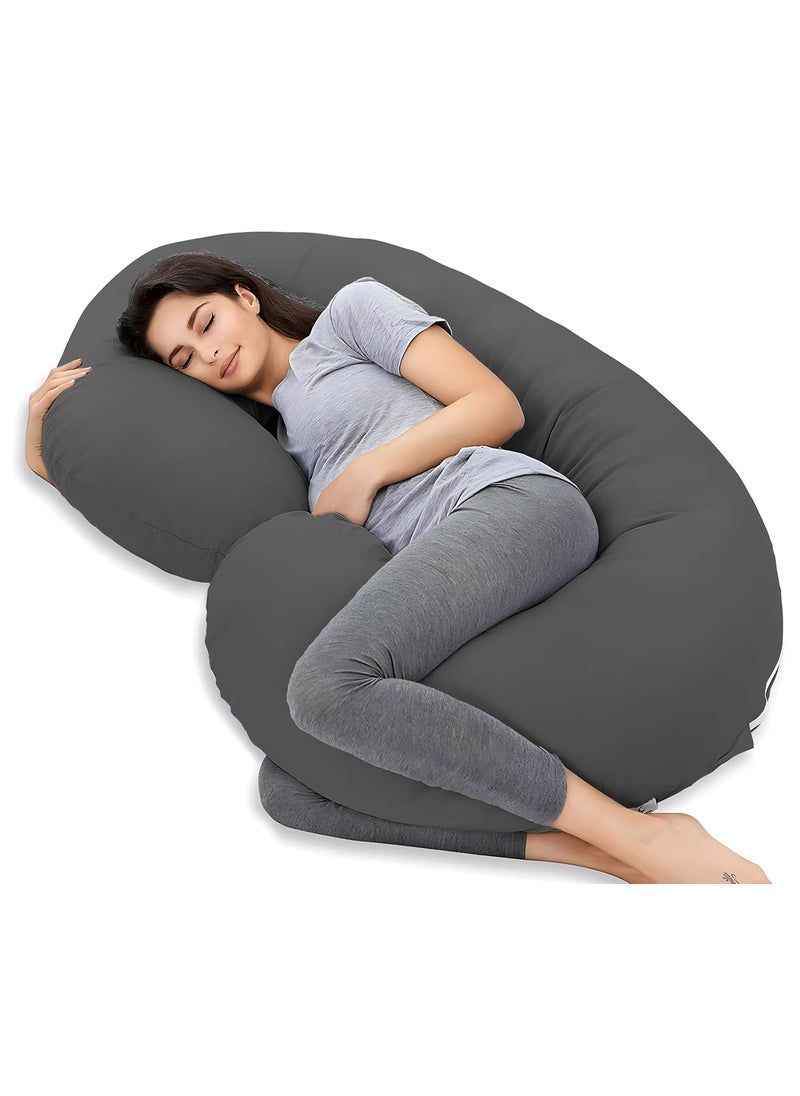 Moms Moon Pregnancy Pillow Gift for Pregnant Women to Sleeping CShape Maternity Support Pillow for Back HIPS Legs Stomach Belly for Pregnant Women with Removable Cotton Cover Grey