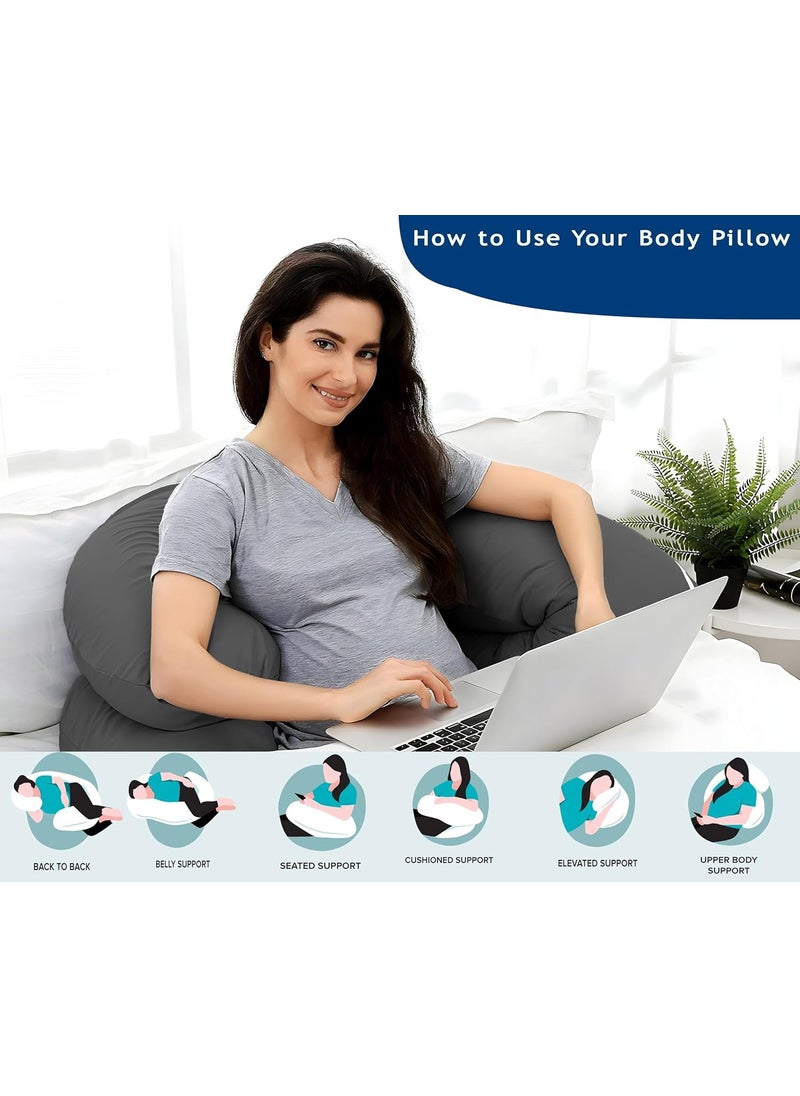 Moms Moon Pregnancy Pillow Gift for Pregnant Women to Sleeping CShape Maternity Support Pillow for Back HIPS Legs Stomach Belly for Pregnant Women with Removable Cotton Cover Grey