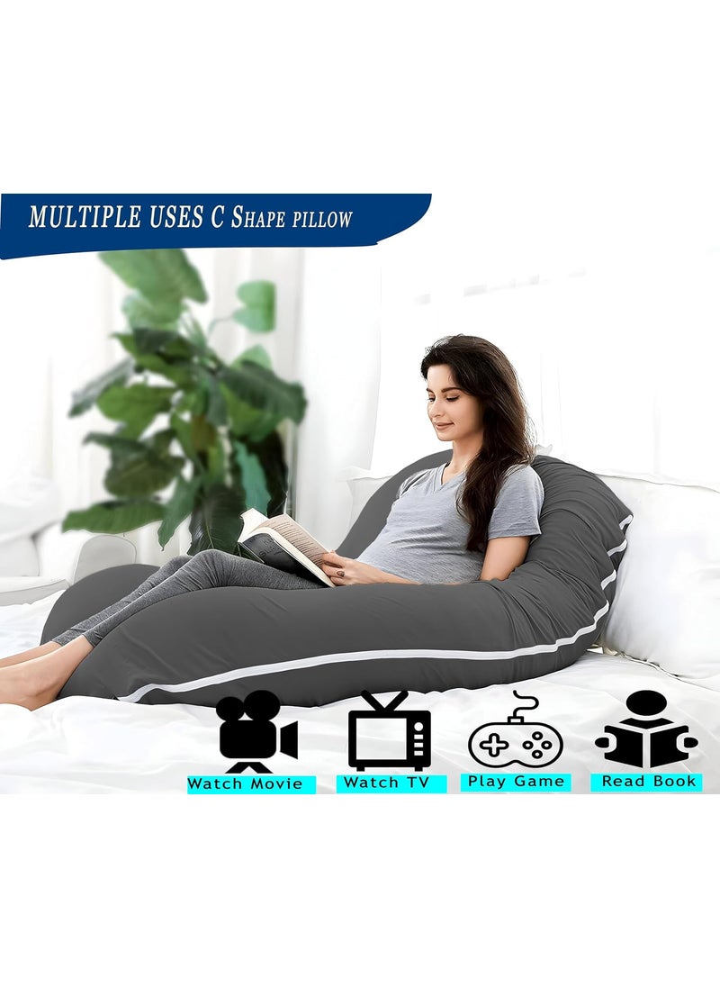 Moms Moon Pregnancy Pillow Gift for Pregnant Women to Sleeping CShape Maternity Support Pillow for Back HIPS Legs Stomach Belly for Pregnant Women with Removable Cotton Cover Grey