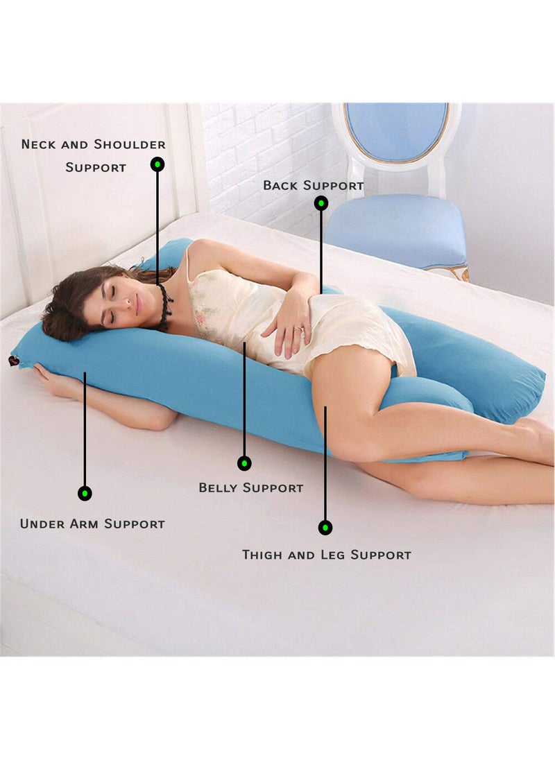COOZLY Body Contour U Shape Prregnancy Pillows with 100 Cotton Zippered Covers Pregnocare Microfibre Pregnancy Pillow for Sleeping Turquoise