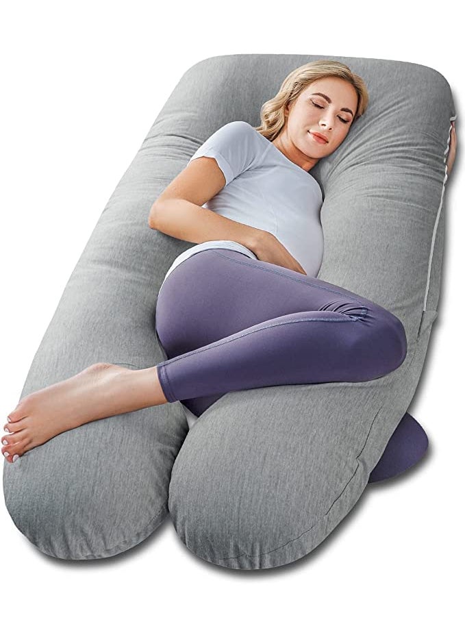 Kwality Dreams Full Body Pregnancy Pillow Comfortable U Shape Maternity Pillow Gift for Pregnant Sleeping 6 Months Warranty Removable and Washable Cotton Cover with Zipper 150 cm Darkgrey