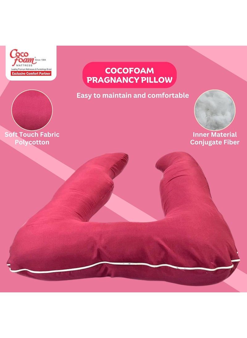 COCOFOAM Maternity Comfort Pillow Soft Moldable Fluffy Belly Back Support U Shape Pink Pack of 1 Pillow