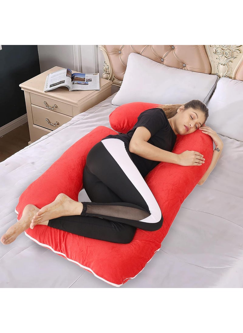 WildMint Ultra Soft Pregnancy Pillow J Shaped Body Pillow Pregnant Pillows for Sleeping Full Body Pillow Baby Nursing Cushion Maternity Pillow with Velvet Zippered Cover
