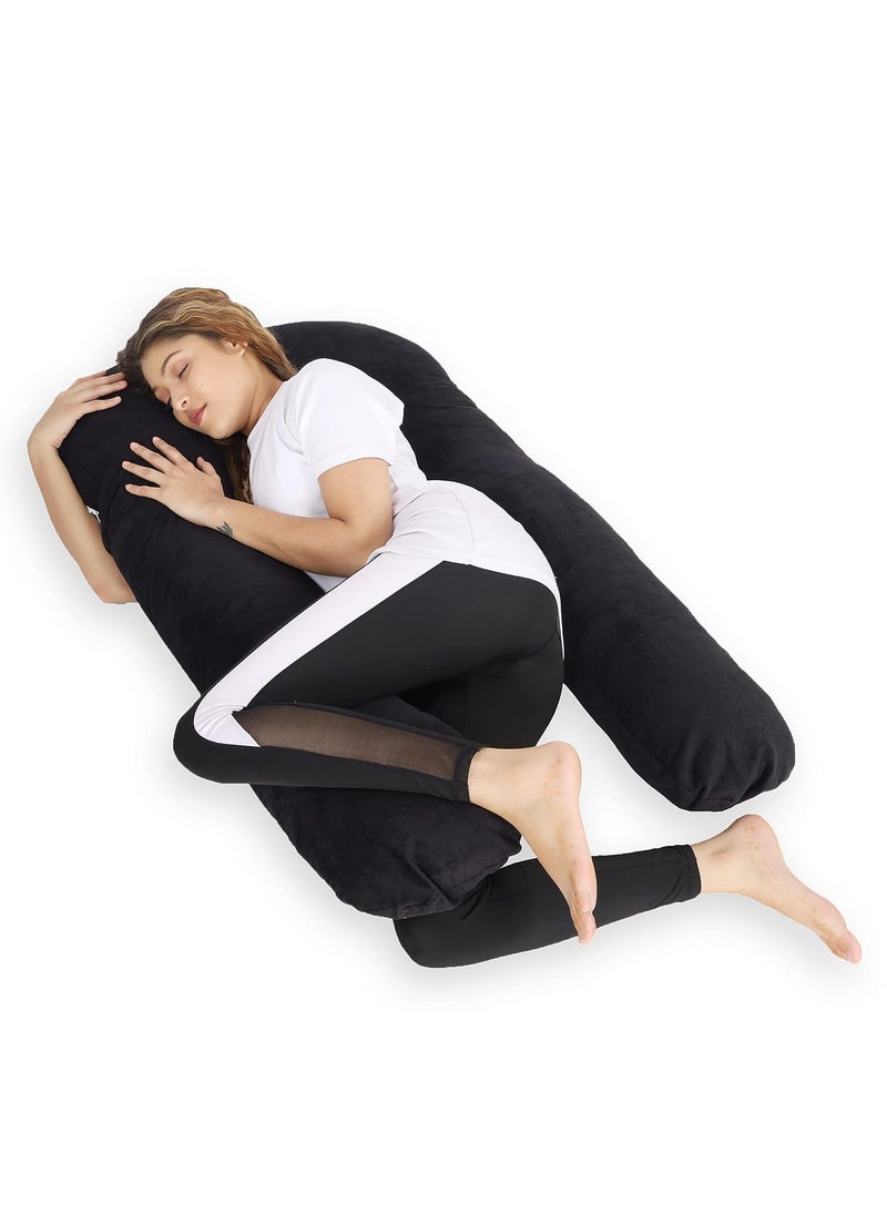 WildMint Ultra Soft Pregnancy Pillow U Shaped Body Pillow Pregnant Pillows for Sleeping Full Body Pillow Baby Nursing Cushion Maternity Pillow with Velvet Zippered Cover