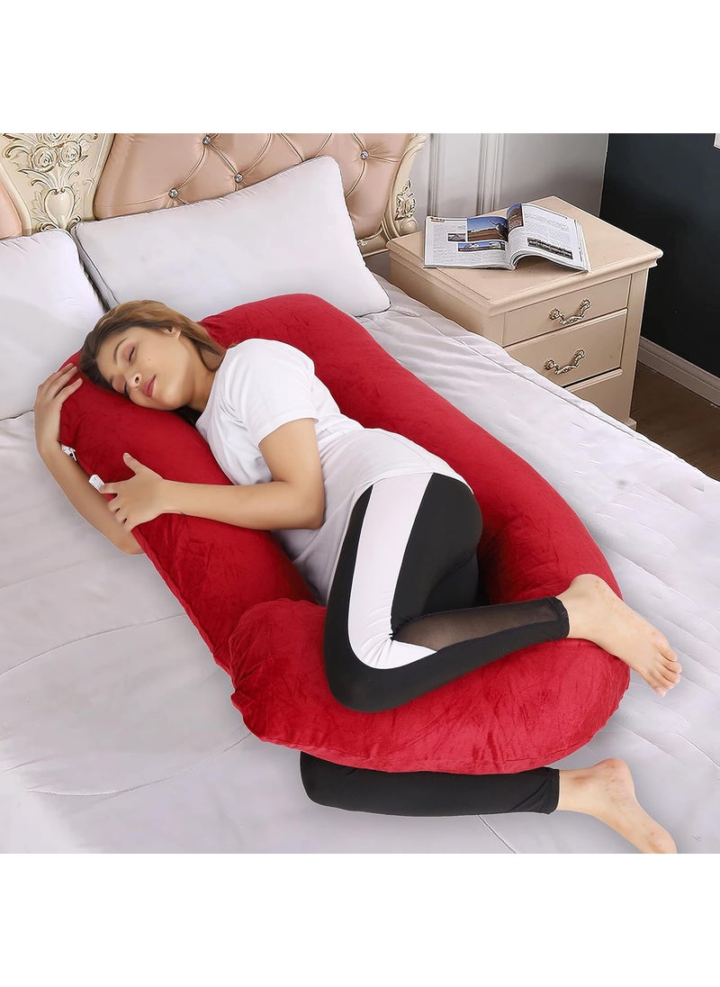 WildMint Ultra Soft Pregnancy Pillow J Shaped Body Pillow Pregnant Pillows for Sleeping Full Body Pillow Baby Nursing Cushion Maternity Pillow with Velvet Zippered Cover