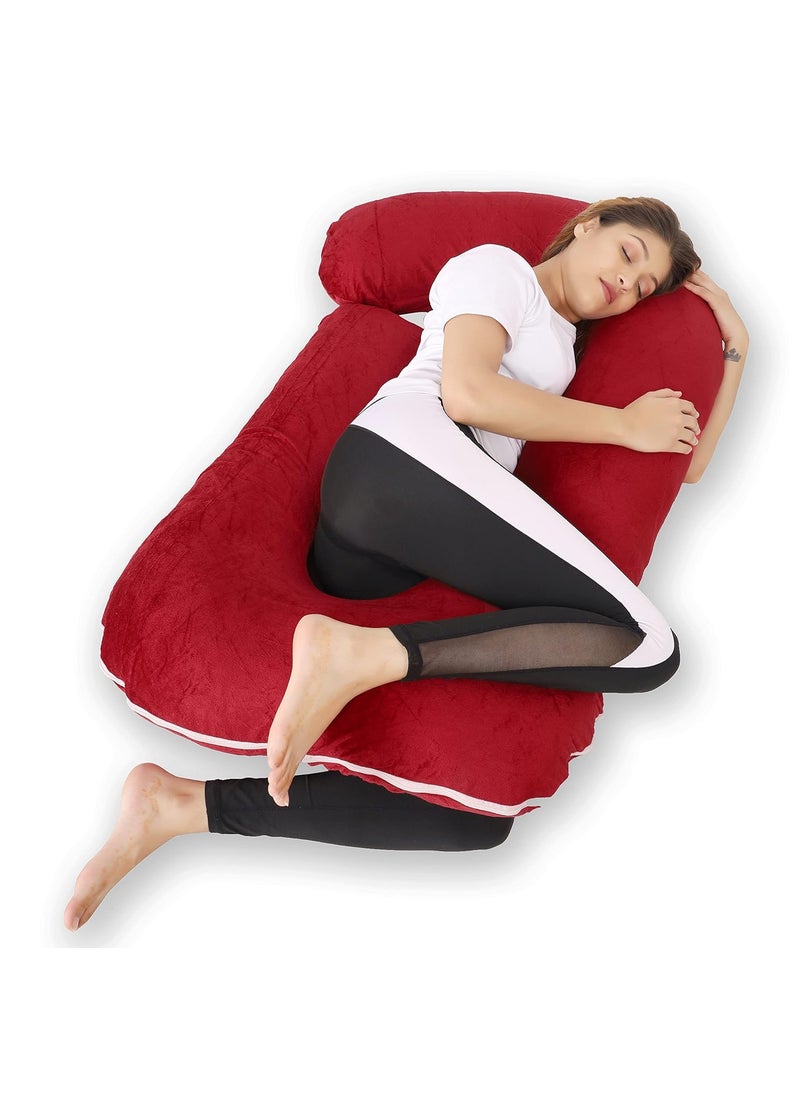 WildMint Ultra Soft Pregnancy Pillow J Shaped Body Pillow Pregnant Pillows for Sleeping Full Body Pillow Baby Nursing Cushion Maternity Pillow with Velvet Zippered Cover
