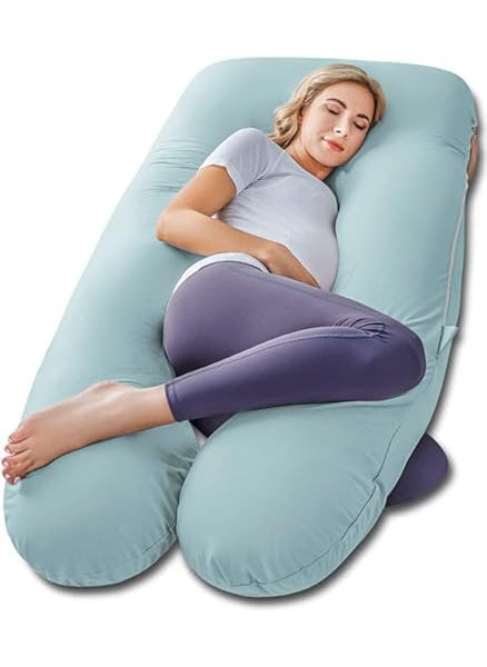 Kwality Dreams Premium Maternity Pillow for Pregnant Women Full Body U Shape Pregnancy Pillow for Back Pain Washable Cotton Cover Relieves Pain Nursing Mom Clearance Color Sky Blue