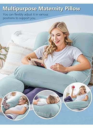 Kwality Dreams Premium Maternity Pillow for Pregnant Women Full Body U Shape Pregnancy Pillow for Back Pain Washable Cotton Cover Relieves Pain Nursing Mom Clearance Color Sky Blue
