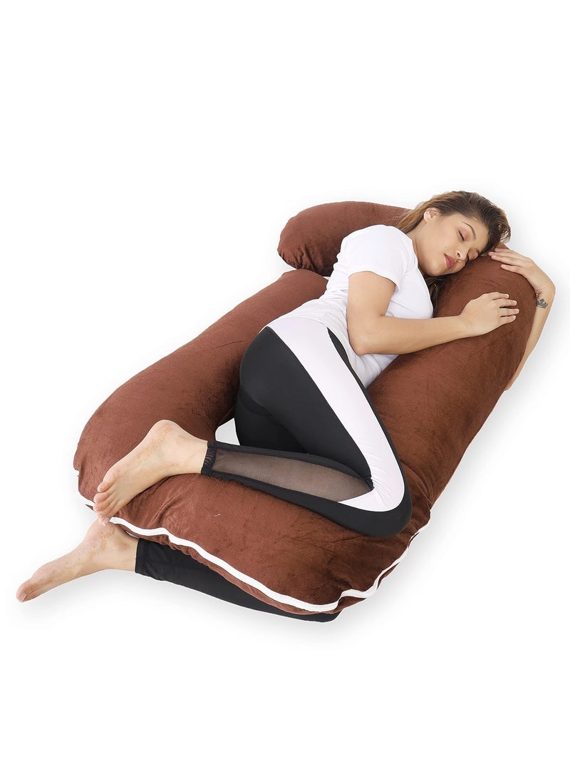 WildMint Ultra Soft Pregnancy Pillow J Shaped Body Pillow Pregnant Pillows for Sleeping Full Body Pillow Baby Nursing Cushion Maternity Pillow with Velvet Zippered Cover